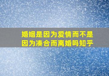 婚姻是因为爱情而不是因为凑合而离婚吗知乎