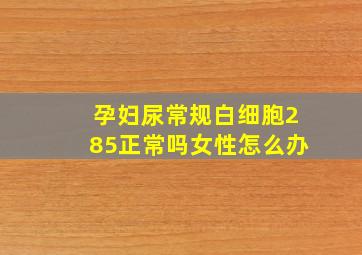 孕妇尿常规白细胞285正常吗女性怎么办