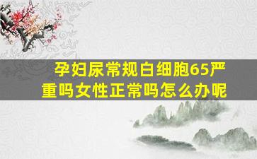 孕妇尿常规白细胞65严重吗女性正常吗怎么办呢