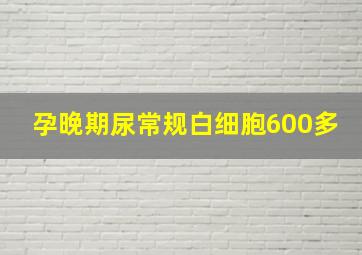 孕晚期尿常规白细胞600多