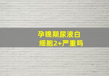 孕晚期尿液白细胞2+严重吗