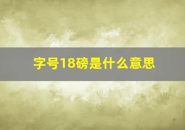 字号18磅是什么意思