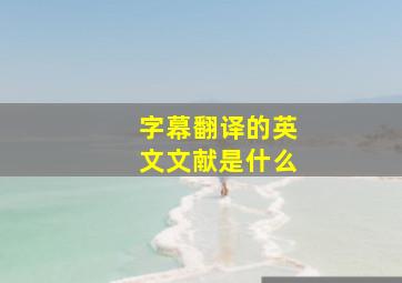 字幕翻译的英文文献是什么