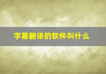 字幕翻译的软件叫什么