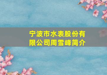 宁波市水表股份有限公司周雪峰简介