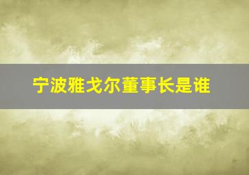 宁波雅戈尔董事长是谁