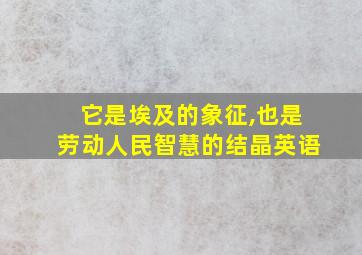 它是埃及的象征,也是劳动人民智慧的结晶英语