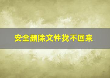 安全删除文件找不回来