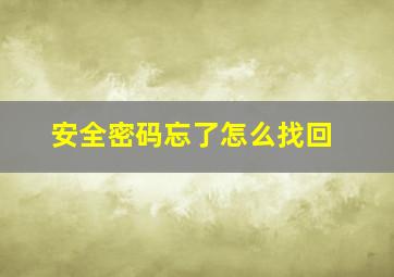 安全密码忘了怎么找回