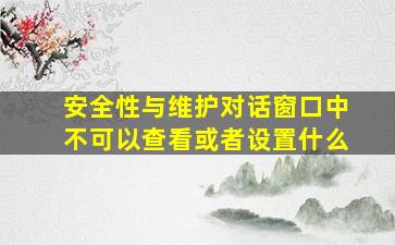 安全性与维护对话窗口中不可以查看或者设置什么