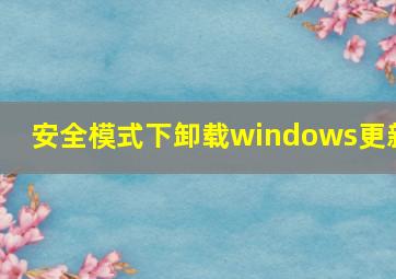 安全模式下卸载windows更新