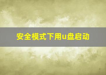 安全模式下用u盘启动