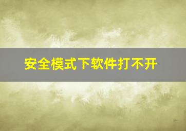 安全模式下软件打不开