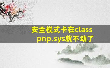 安全模式卡在classpnp.sys就不动了