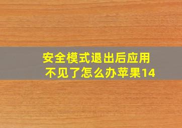 安全模式退出后应用不见了怎么办苹果14