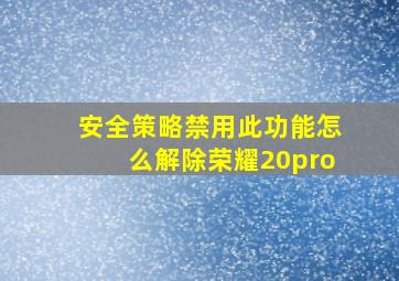 安全策略禁用此功能怎么解除荣耀20pro