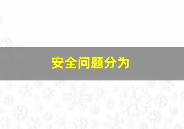 安全问题分为