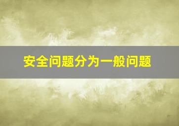 安全问题分为一般问题