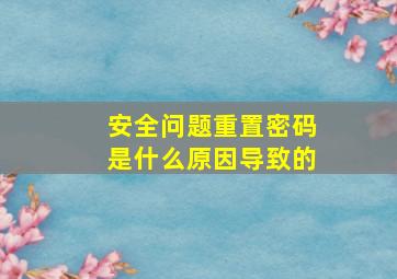 安全问题重置密码是什么原因导致的