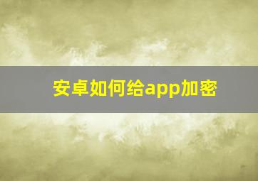 安卓如何给app加密