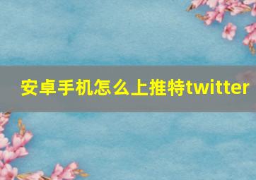 安卓手机怎么上推特twitter