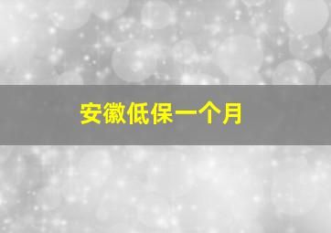 安徽低保一个月