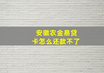 安徽农金易贷卡怎么还款不了