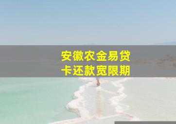 安徽农金易贷卡还款宽限期