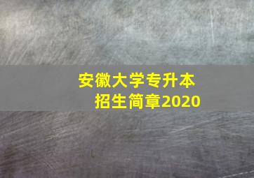 安徽大学专升本招生简章2020