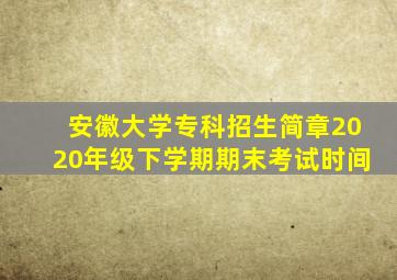 安徽大学专科招生简章2020年级下学期期末考试时间