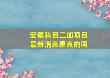 安徽科目二加项目最新消息是真的吗