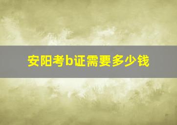 安阳考b证需要多少钱