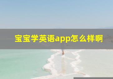 宝宝学英语app怎么样啊