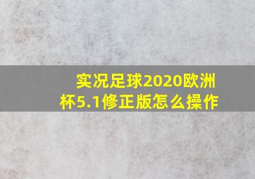 实况足球2020欧洲杯5.1修正版怎么操作