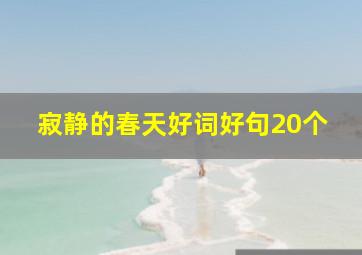 寂静的春天好词好句20个