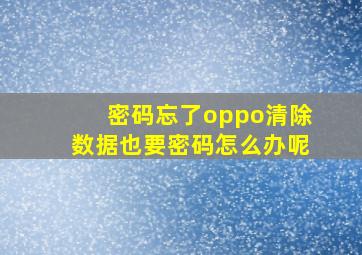 密码忘了oppo清除数据也要密码怎么办呢