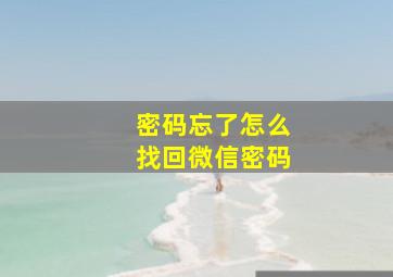 密码忘了怎么找回微信密码