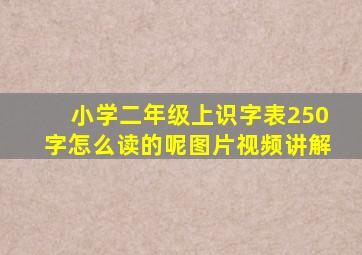 小学二年级上识字表250字怎么读的呢图片视频讲解