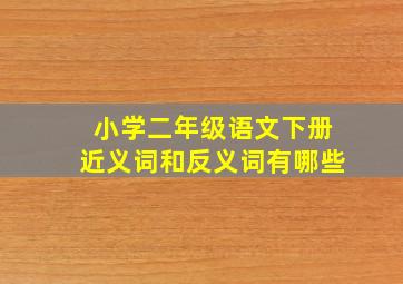 小学二年级语文下册近义词和反义词有哪些