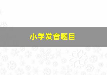 小学发音题目