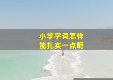 小学字词怎样能扎实一点呢