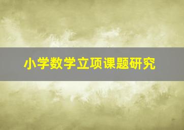 小学数学立项课题研究