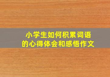 小学生如何积累词语的心得体会和感悟作文