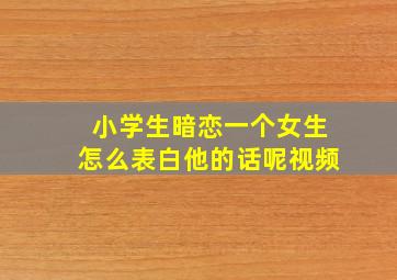 小学生暗恋一个女生怎么表白他的话呢视频