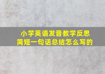 小学英语发音教学反思简短一句话总结怎么写的