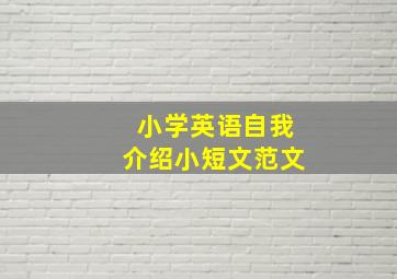 小学英语自我介绍小短文范文