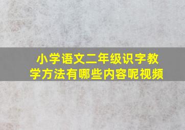 小学语文二年级识字教学方法有哪些内容呢视频