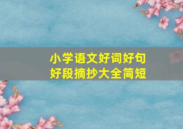 小学语文好词好句好段摘抄大全简短