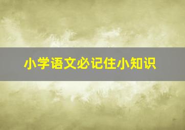 小学语文必记住小知识