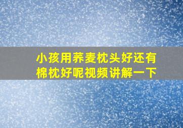 小孩用荞麦枕头好还有棉枕好呢视频讲解一下